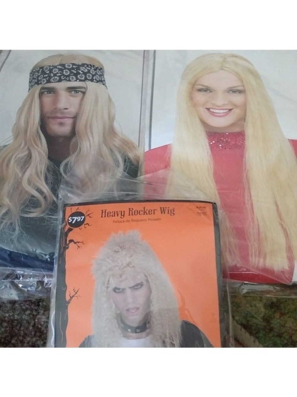 Set of 3 Blonde Wigs Halloween Party Adult Sized